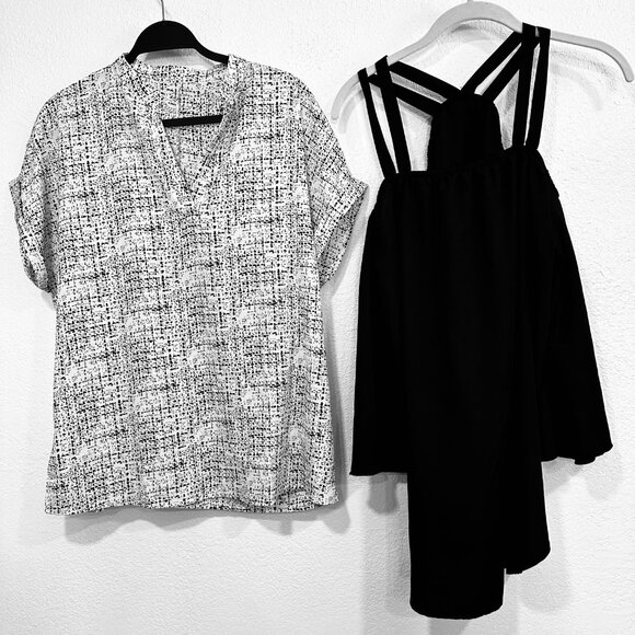 LOT of 4 Shein Polyester Top Blouses Assorted Styles Colors EUC Womens Sz Large - Picture 2 of 14